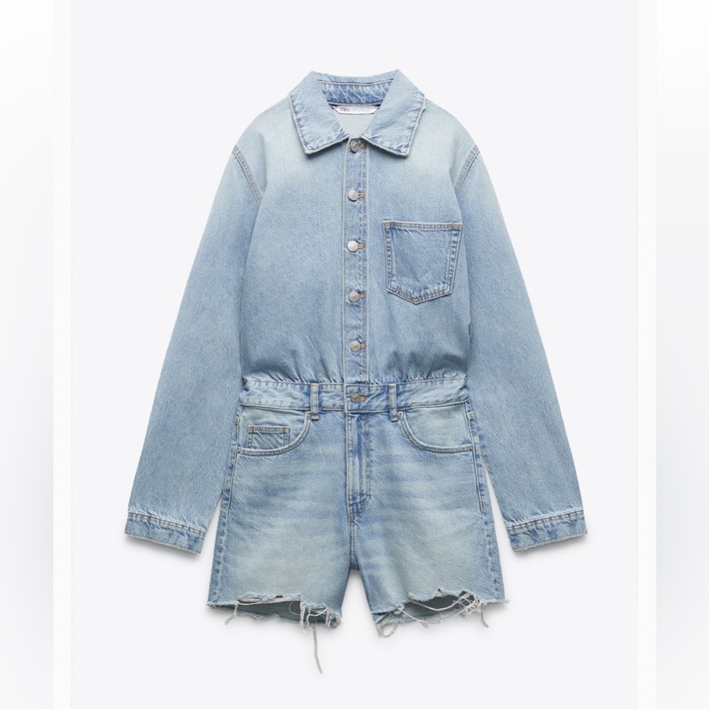 Zara denim romper. Size small. New with tags.